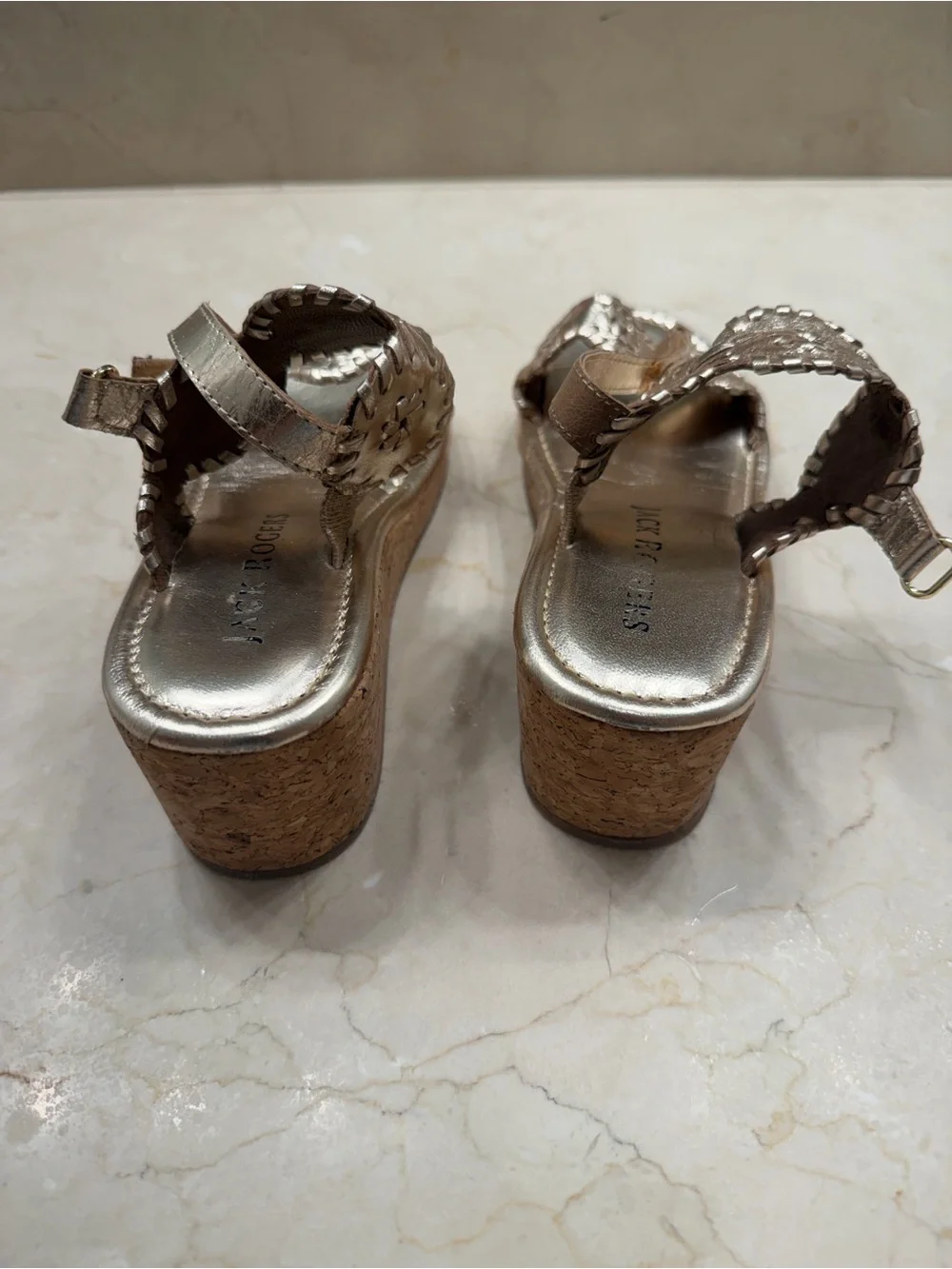 Jack Rogers Metallic Gold Braided Medallion Sandals
